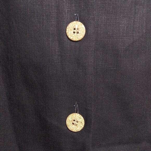 Sake Black Linen Sleeveless Dress Pleated Button Front Career Size 10 - Picture 4 of 10